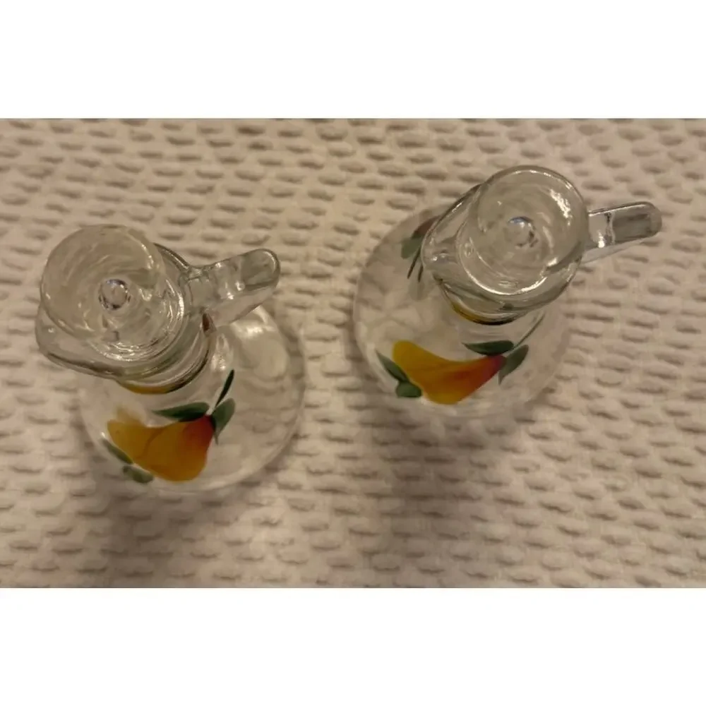 Vintage Set HAZEL ATLAS Cruets Oil & Vinegar Fruit Motif 3661/66